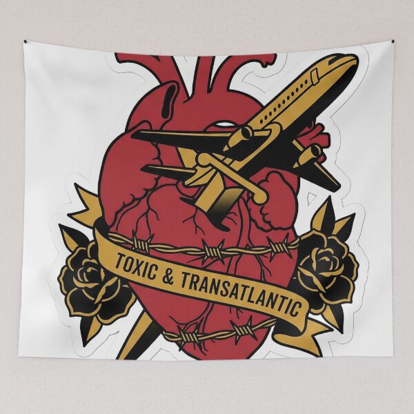 Item preview, Toxic And Transatlantic Old School Tattoo Travel Plane Heart Dagger designed and sold by StickyGuys.