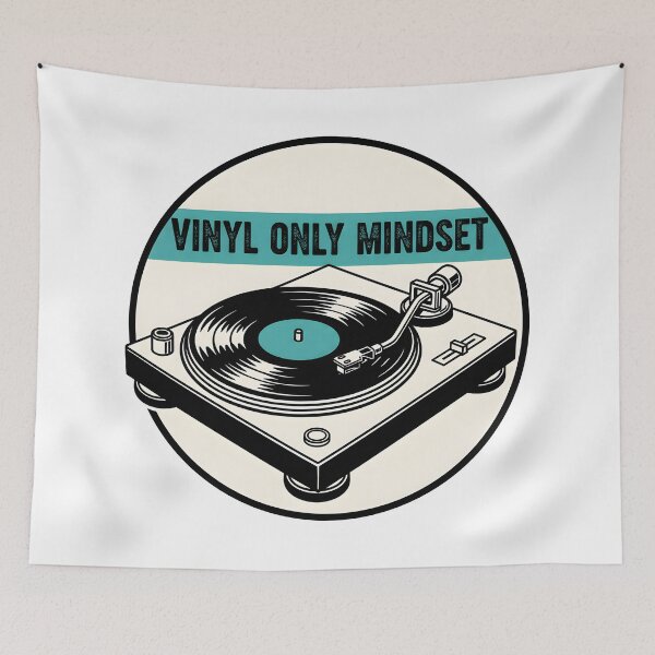Item preview, Retro turntable sticker with vinyl only mindset text designed and sold by homydesign.