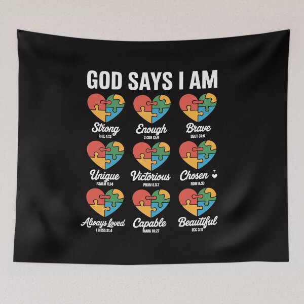 Item preview, God Says I Am - Autism Awareness Christian Bible Verse designed and sold by czechascheledu.