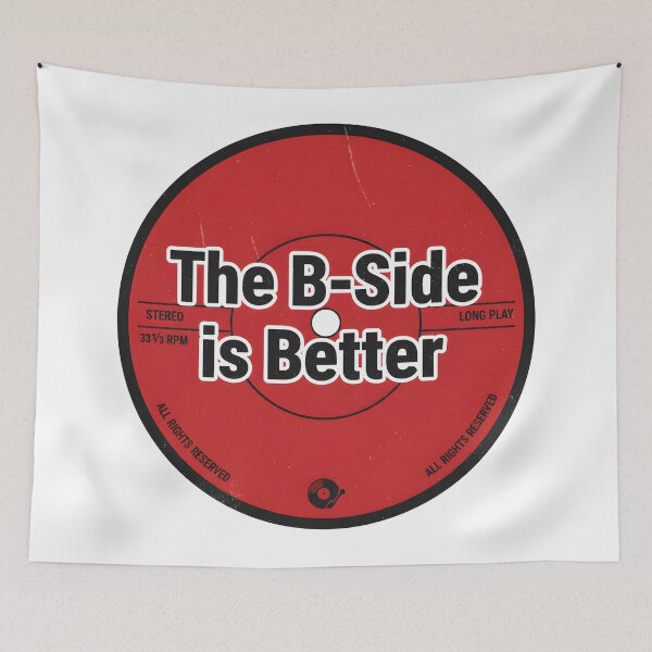 Item preview, Vintage Red Vinyl Record Label with The B-Side is Better Slogan designed and sold by homydesign.