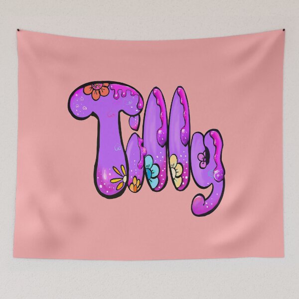 Item preview, Tilly Name Bubble Letters Preppy Purple Floral Drip Effect designed and sold by Artonmytee.