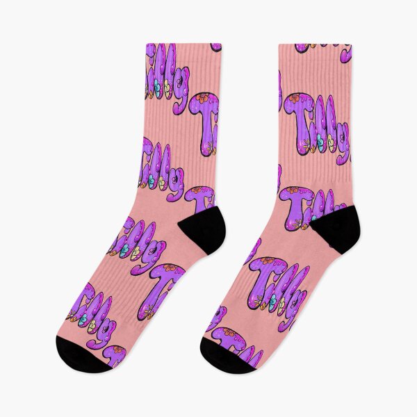 Item preview, Tilly Name Bubble Letters Preppy Purple Floral Drip Effect designed and sold by Artonmytee.