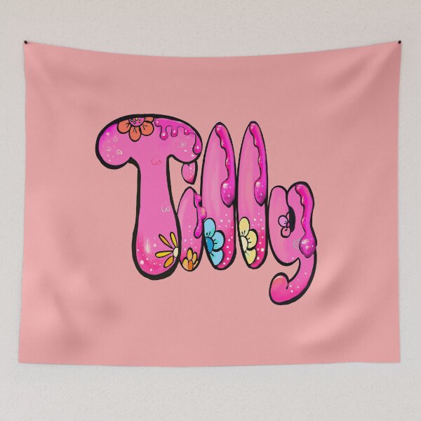 Item preview, Tilly Name Bubble Letters Preppy Pink Floral Drip Effect designed and sold by Artonmytee.