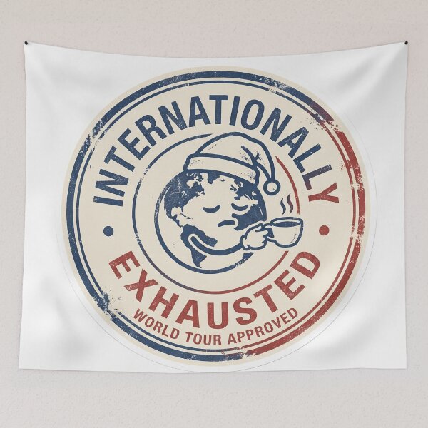 Item preview, Internationally Exhausted Retro Passport Stamp International Student Burnout designed and sold by StickyGuys.