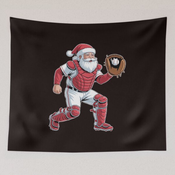 Item preview, Santa Playing Baseball Catcher Merry Christmas Sport Player designed and sold by MichaelStalkas.