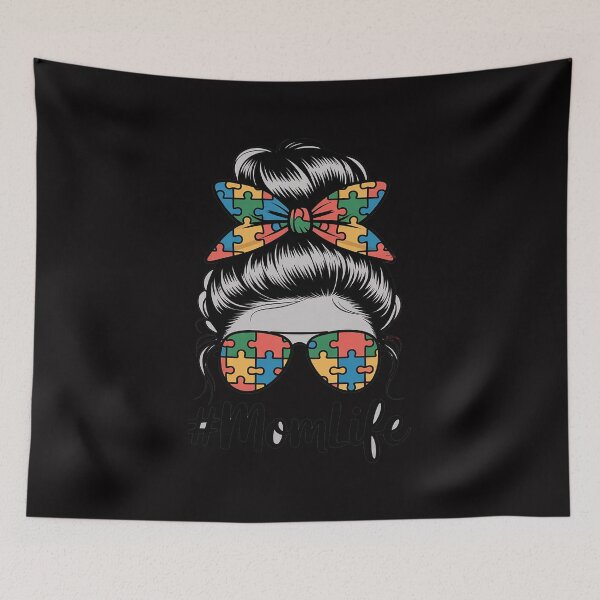 Item preview, Autism Mom Life Puzzle Messy Bun Autism Awareness Month designed and sold by Vexat062Art.
