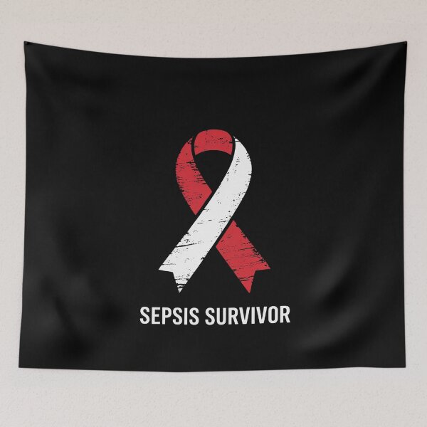 Item preview, Family Sepsis Awareness Red Ribbon September Sepsis Survivor designed and sold by Moxizz.