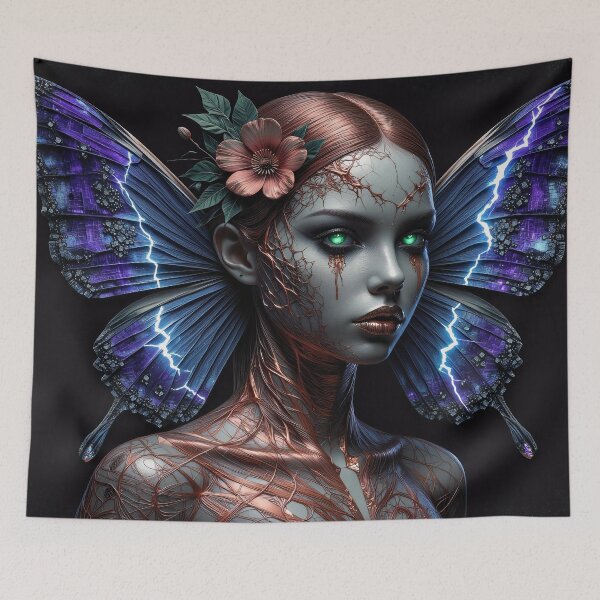 Item preview, Electric Wings: Cyberpunk Butterfly Goddess designed and sold by Insomnia Art Designs.