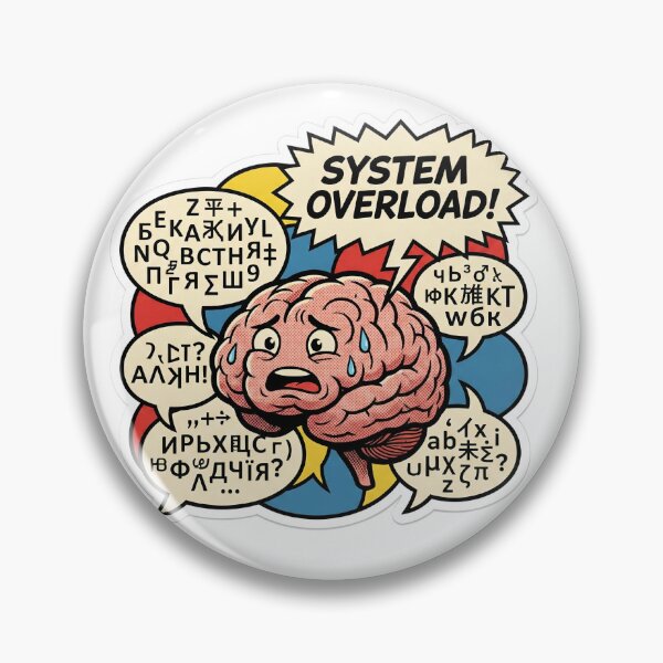 Item preview, Linguistic Chaos Retro Comic Pop Art Bilingual Brain Struggle Meme designed and sold by StickyGuys.