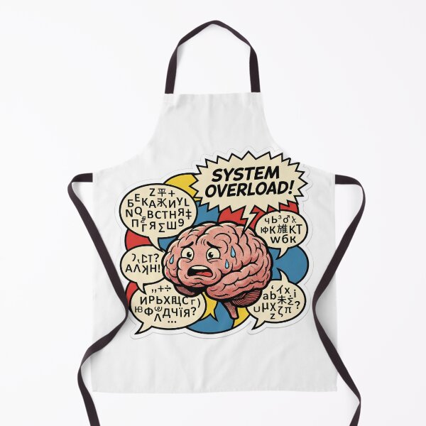 Item preview, Linguistic Chaos Retro Comic Pop Art Bilingual Brain Struggle Meme designed and sold by StickyGuys.