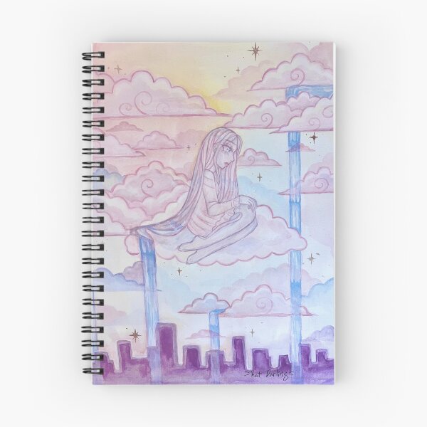 Item preview, pastel girl in clouds watercolor designed and sold by KatDarling.