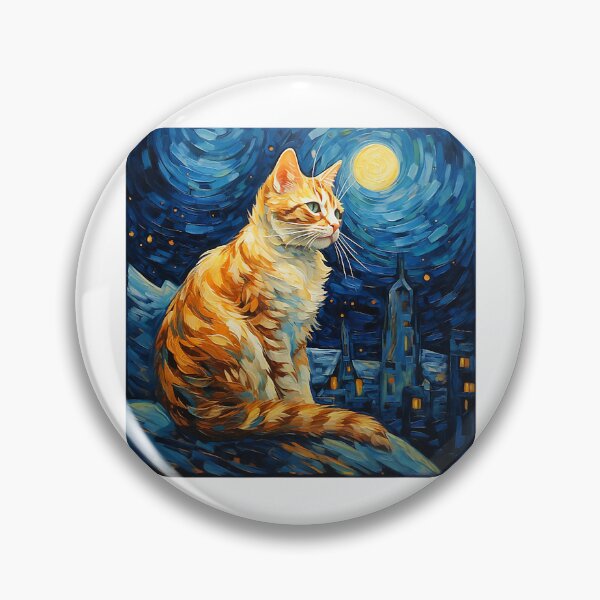 Item preview, Cat Starry Night lover art Painting kitty kitten Van Gogh designed and sold by KevinorNorris.