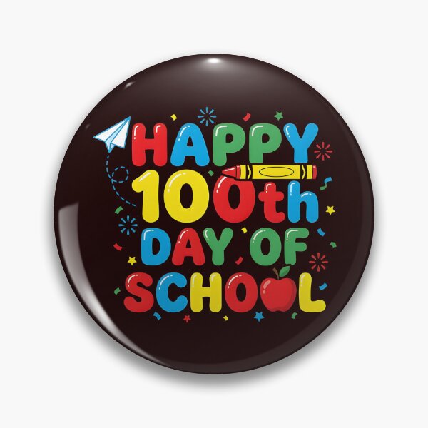 Item preview, Happy 100th Day of School - Colorful Crayon Apple & Paper Plane Kids designed and sold by Abdeelol.