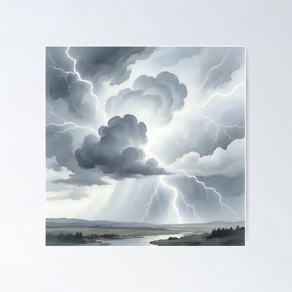 Item preview, Artistic view of a thunderstorms with lighting.  designed and sold by Nomad-Maynard.