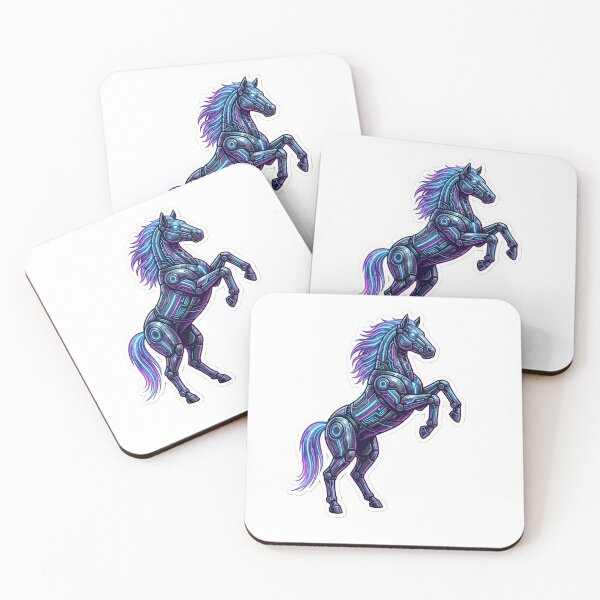 Item preview, Year of the Horse 2026 Cyberpunk Neon Zodiac Robotic Sci-Fi Stallion designed and sold by StickyGuys.