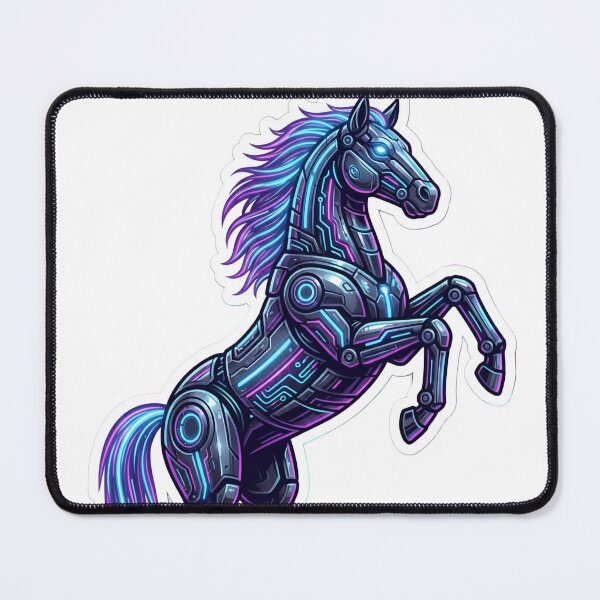 Item preview, Year of the Horse 2026 Cyberpunk Neon Zodiac Robotic Sci-Fi Stallion designed and sold by StickyGuys.