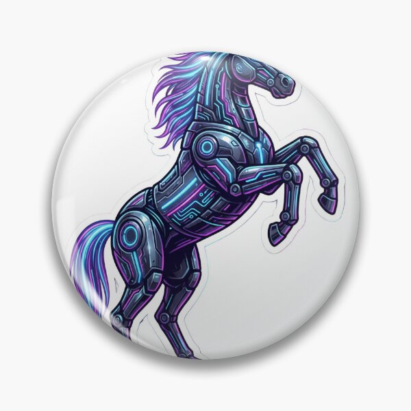 Item preview, Year of the Horse 2026 Cyberpunk Neon Zodiac Robotic Sci-Fi Stallion designed and sold by StickyGuys.