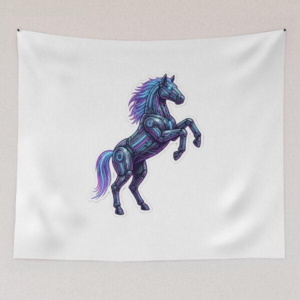 Item preview, Year of the Horse 2026 Cyberpunk Neon Zodiac Robotic Sci-Fi Stallion designed and sold by StickyGuys.