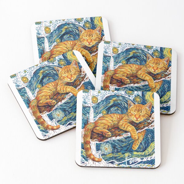 Item preview, Starry Night Style Cat Art for Cat Lovers designed and sold by KevinorNorris.