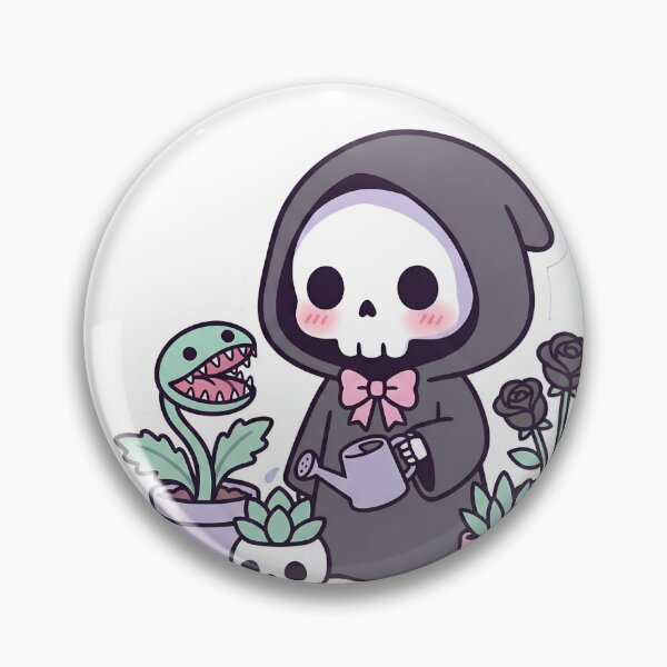 Item preview, Cute Grim Reaper Gardener Watering Carnivorous Plants Kawaii Pastel Goth Aesthetic designed and sold by StickyGuys.