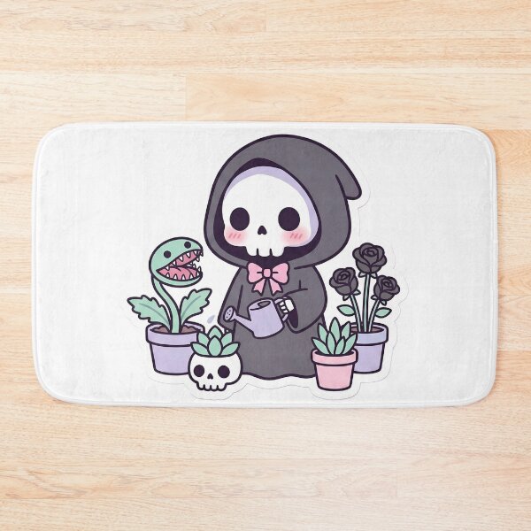 Item preview, Cute Grim Reaper Gardener Watering Carnivorous Plants Kawaii Pastel Goth Aesthetic designed and sold by StickyGuys.