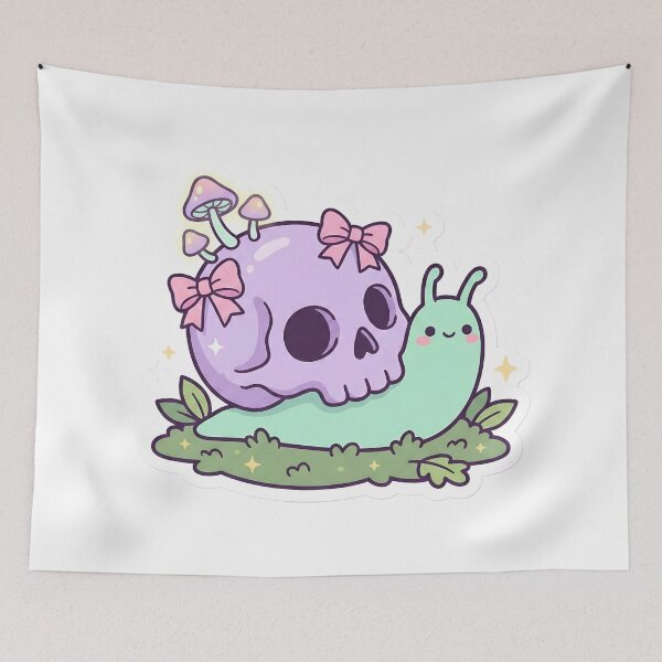Item preview, Kawaii Pastel Goth Snail with Skull Shell and Mushrooms Spooky Cute Cottagegoth designed and sold by StickyGuys.