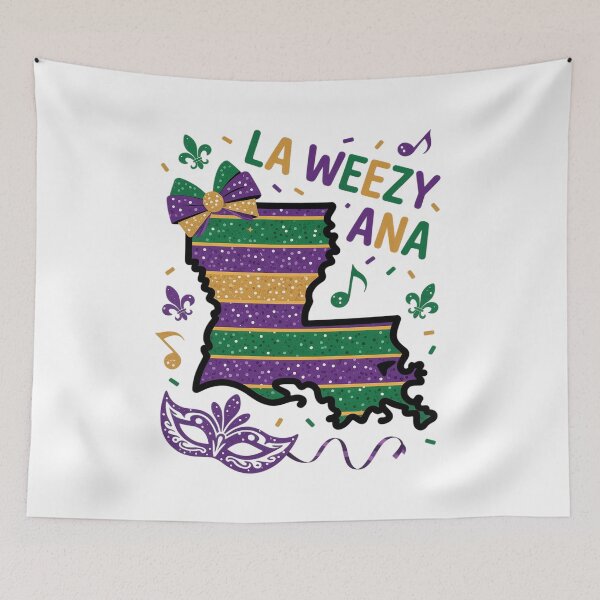 Item preview, La Weezy Ana Mardi Gras Louisiana Map Fat Tuesday designed and sold by Catharsiscath.