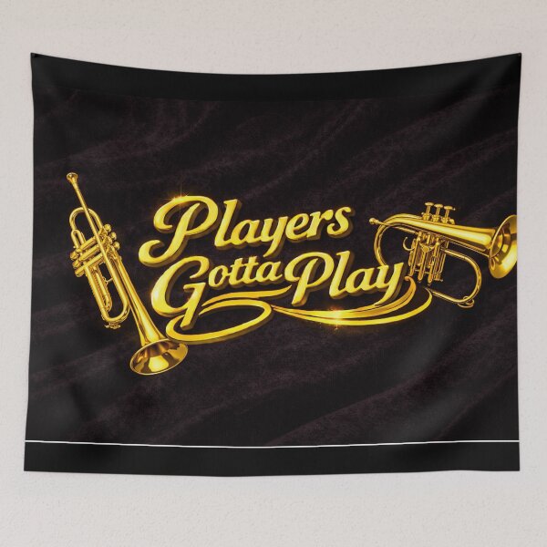 Item preview, Players Gotta Play – Gold Trumpet & Flugelhorn on Black Velvet designed and sold by MySheetMusicArt.