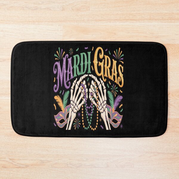 Item preview, Mardi Gras Skeleton Hands Holding Beads As Boobs Parades designed and sold by Catharsiscath.