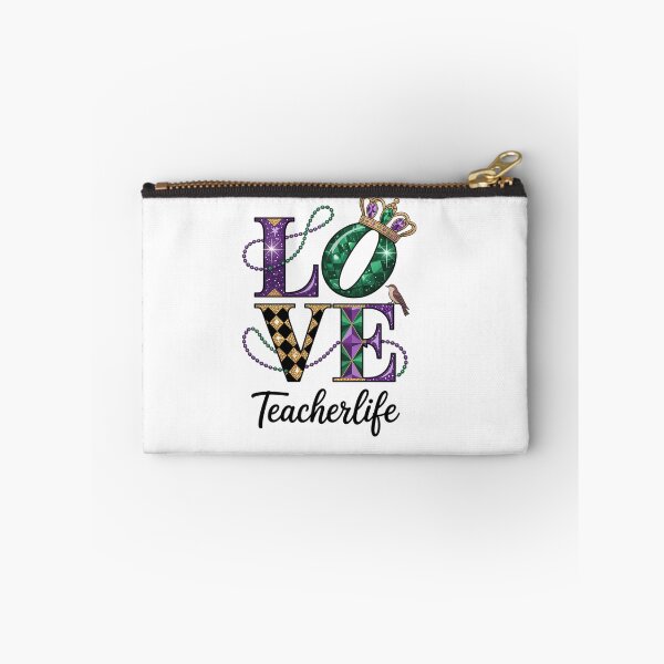Item preview, Teacher Mardi Gras LOVE Teacher Life Carnival Beads Leopard designed and sold by Catharsiscath.