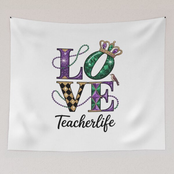 Item preview, Teacher Mardi Gras LOVE Teacher Life Carnival Beads Leopard designed and sold by Catharsiscath.