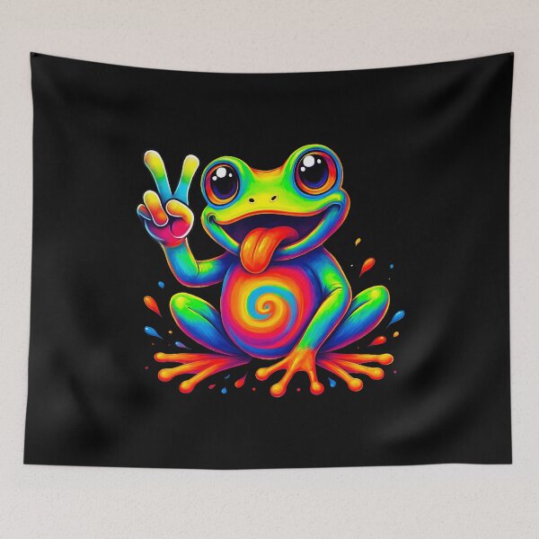 Item preview, Tie Dye Peace Sign Frog Retro Hippie Style Vibrant Colors designed and sold by elihletoriong.