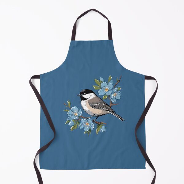 Item preview, Spring Black-Capped Chickadee with Bright Blue Blossoms designed and sold by BirdsnStuff.