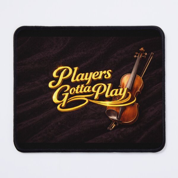 Item preview, Players Gotta Play – Violin Edition | Gold Script on Black Velvet designed and sold by MySheetMusicArt.