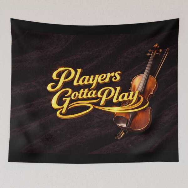 Item preview, Players Gotta Play – Violin Edition | Gold Script on Black Velvet designed and sold by MySheetMusicArt.