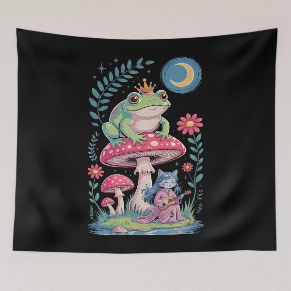 Item preview, Frog Prince Cat Girl Mushrooms Moon Fairycore Fantasy Dream designed and sold by pfanodlnazb.