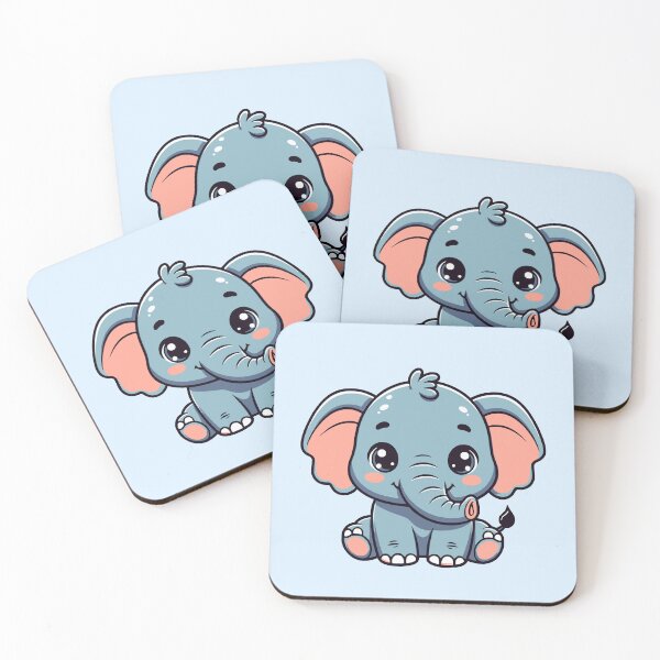 Item preview, Adorable Kawaii Blue Baby Elephant - Soft Blue Background designed and sold by Blooms & Paws Haven .