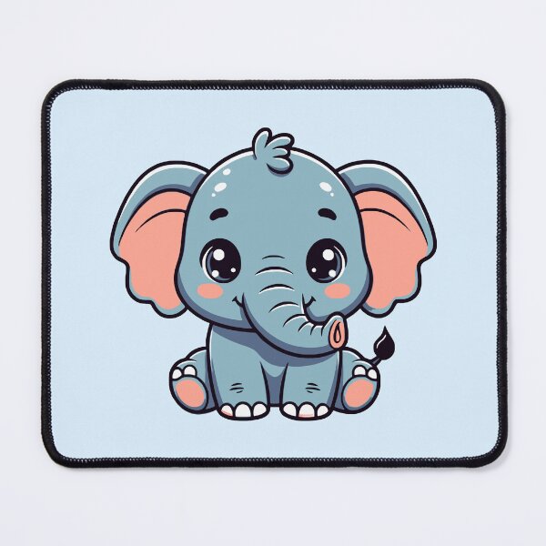 Item preview, Adorable Kawaii Blue Baby Elephant - Soft Blue Background designed and sold by Blooms & Paws Haven .