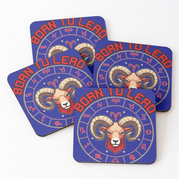 Item preview, Aries Zodiac Pixel Art – Born to Lead Ram Head Astrological Design designed and sold by PunkVerseStudio.