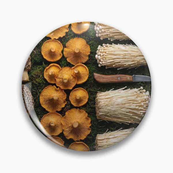 Item preview, Moody Wild Mushroom Foraging Knolling on Moss designed and sold by SavinMercantile.