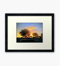 America the Beautiful - Sunset in the South West with a Classic Car and Fast Food Framed Print