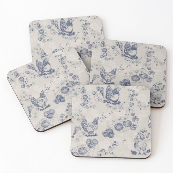 Item preview, French Country Chicken Chinoiserie - Floral Nasturtium Vines - Blue & Cream designed and sold by LoveAlways-AEP.