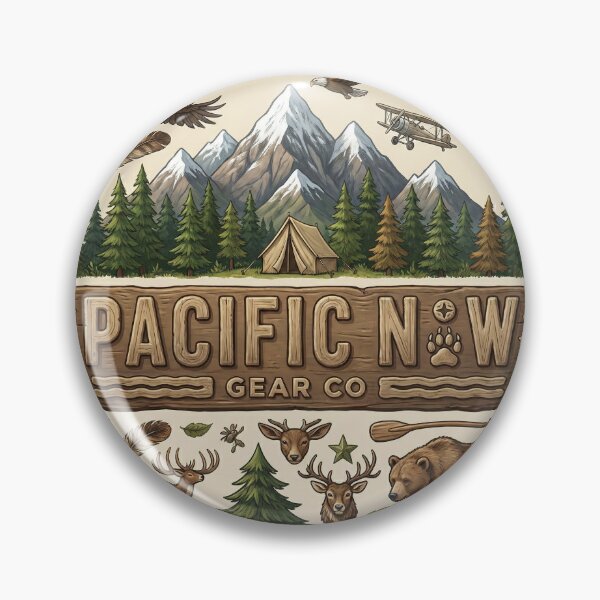 Item preview, Pacific Northwest Camping Scene Logo designed and sold by PacificNWGearCo.