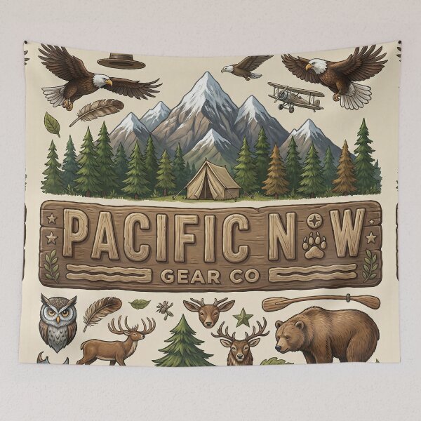 Item preview, Pacific Northwest Camping Scene Logo designed and sold by PacificNWGearCo.