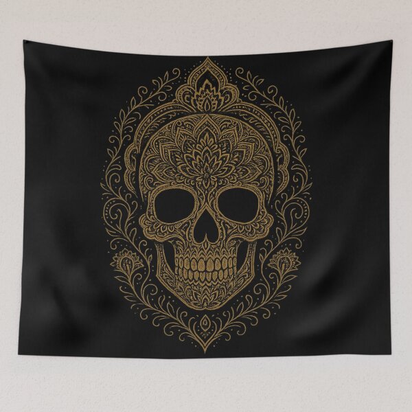 Item preview, Ornate Gothic Skull with Gold Filigree designed and sold by Mouraludia.