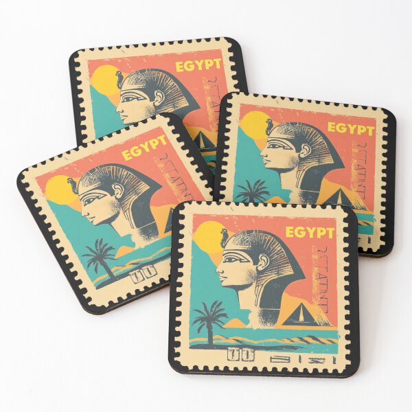 Item preview, Vintage Egypt Postage Stamp Art - Ancient Pharaoh & Pyramids designed and sold by tiigerdad.