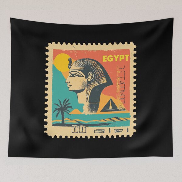 Item preview, Vintage Egypt Postage Stamp Art - Ancient Pharaoh & Pyramids designed and sold by tiigerdad.
