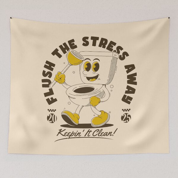 Item preview, Flush the Stress Away Funny Toilet Cleaning Cartoon Design designed and sold by adipra.