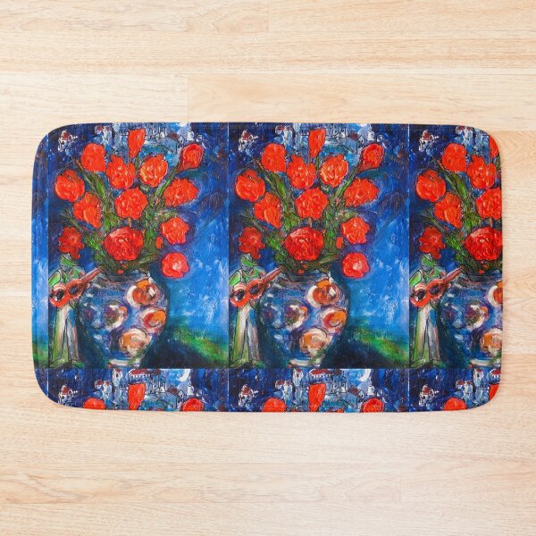 Item preview, Chagall-Inspired Red Roses & Music – Dreamy Valentine Love Art Painting designed and sold by Nikkiart24.redbubble.com.