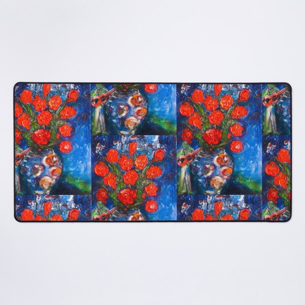 Item preview, Chagall-Inspired Red Roses & Music – Dreamy Valentine Love Art Painting designed and sold by Nikkiart24.redbubble.com.